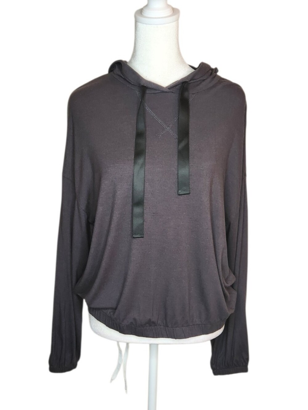 NEW Z Supply Sonya Whisper Cropped Jersey Hoodie Charcoal Grey Size Small